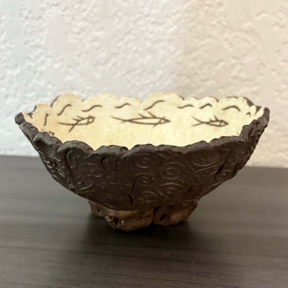 Vintage Hand Crafted Fish Pottery Bowl